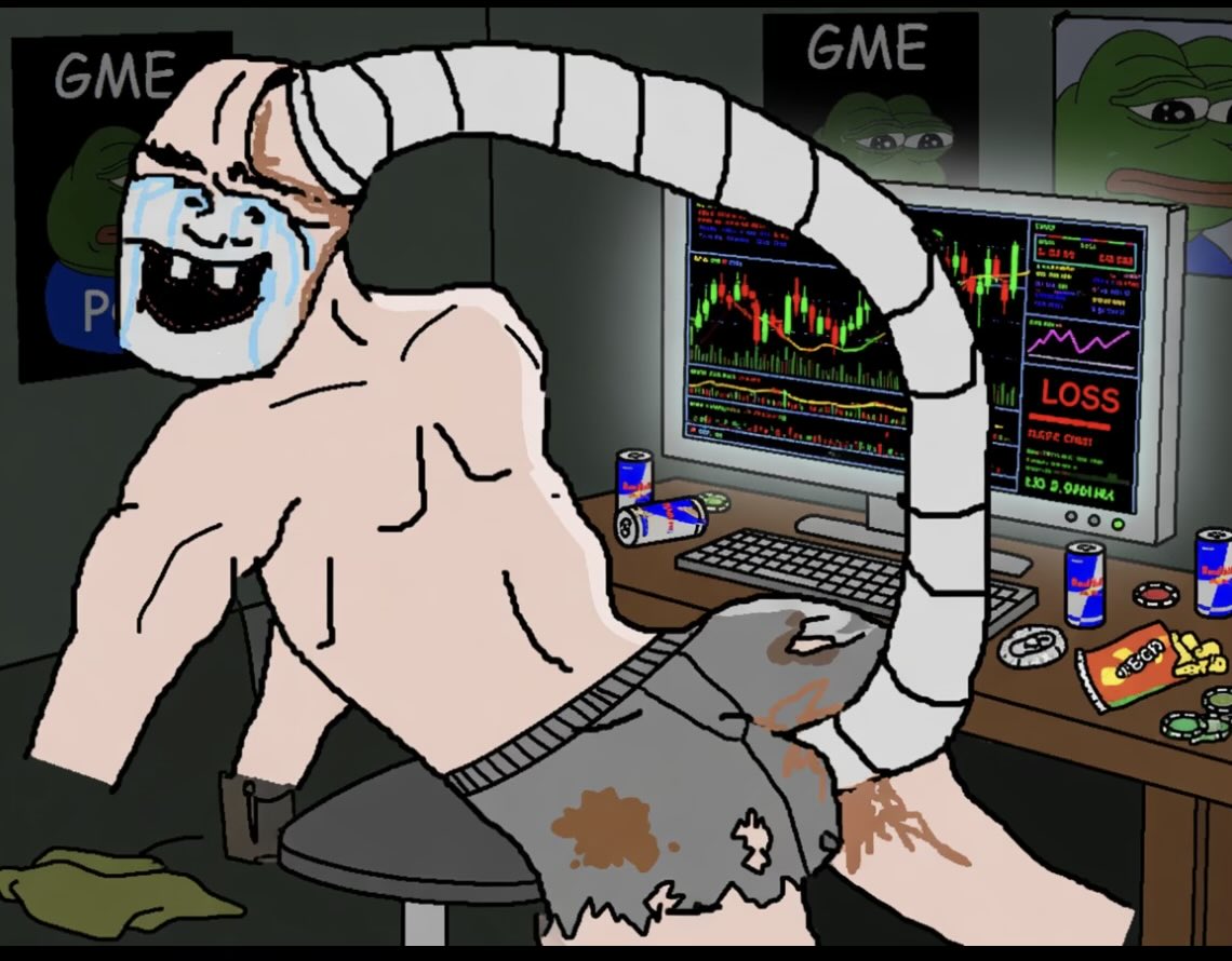 The legendary $SHITHEAD trader at his desk